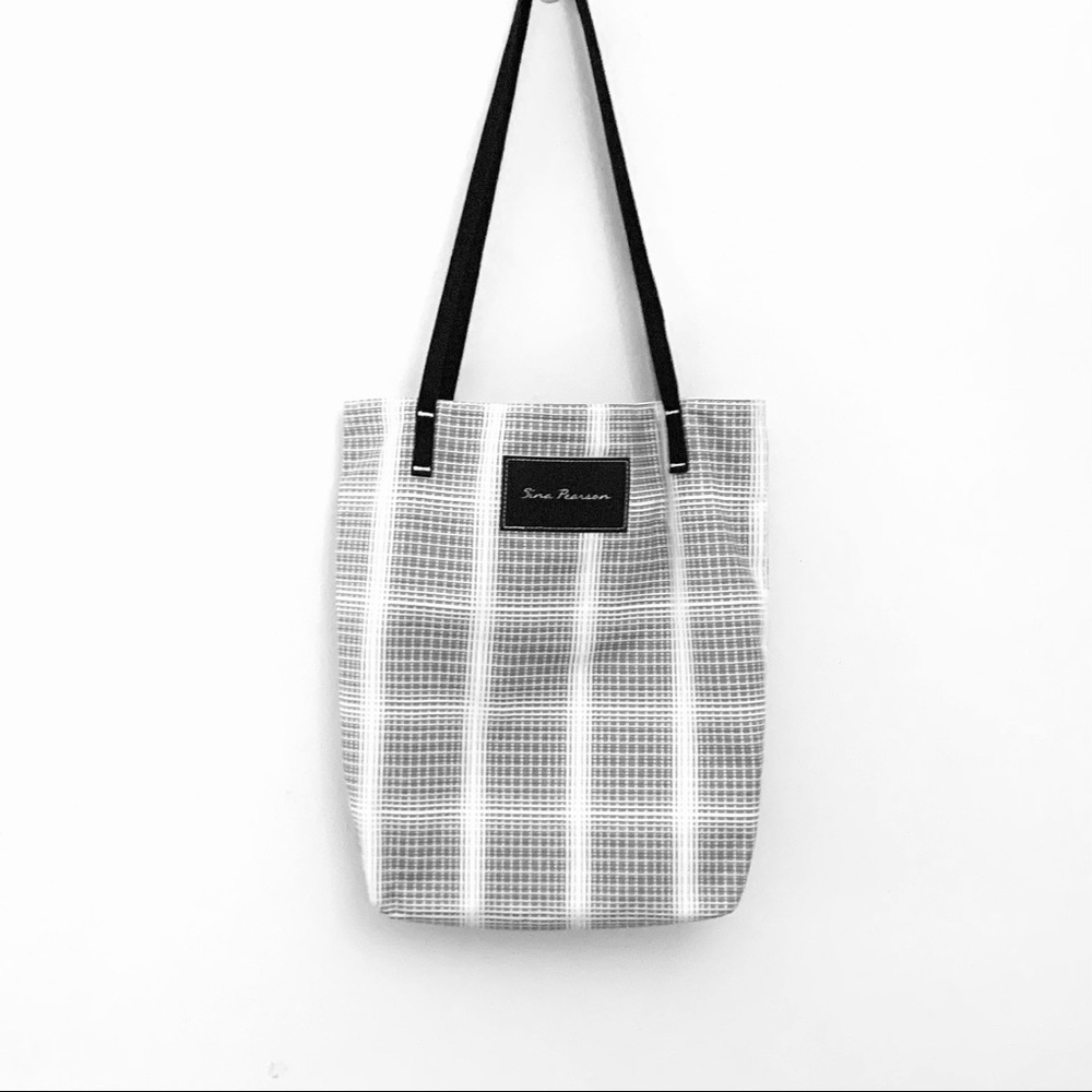 SINA PEARSON Canvas Tote Bag /Shoulder Bag, Gray and Cream